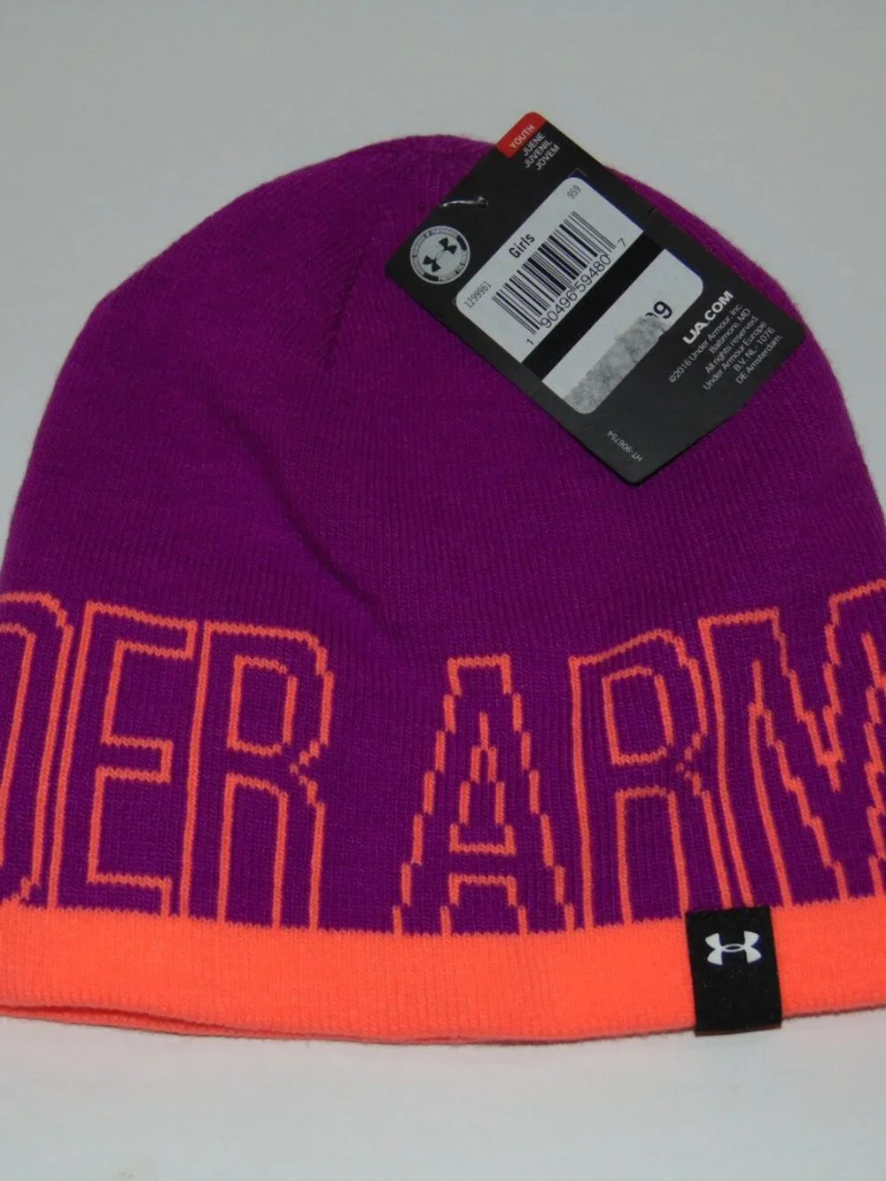 New Under Armour Coldgear Youth Girl's Winter Hat Purple Knit Beanie